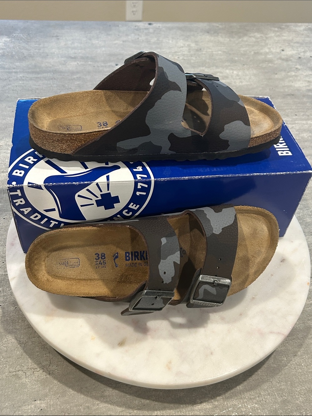 Birkenstock Arizona BS Brown camel leather Footbed Insole size 38